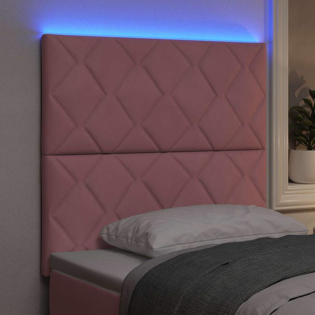 LED Headboard with LED Strip Lights Manual Pink 100 cm Velvet